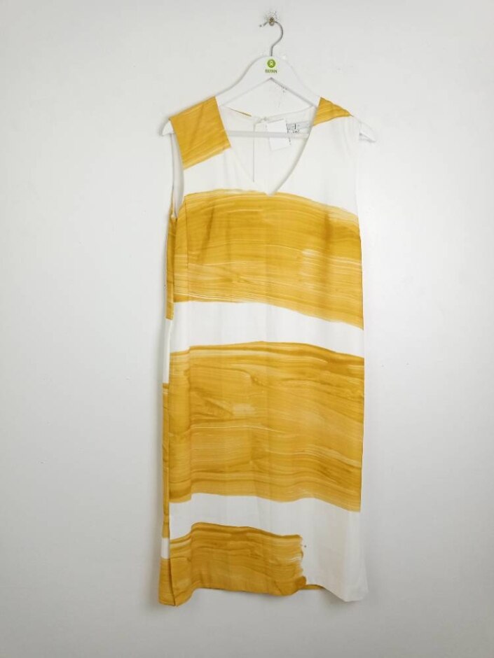 Jasper Conran Women's Sleeveless Dress Yellow White Size: 10
