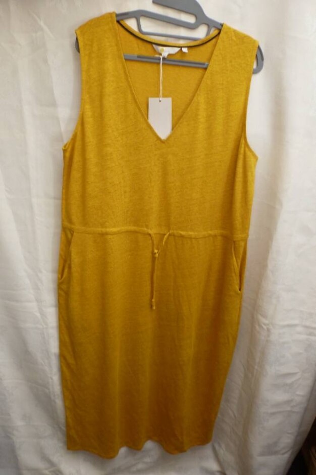 Bnwt Boden Glorious British Style Loose Fit Linen Dress Mustard Size: 18