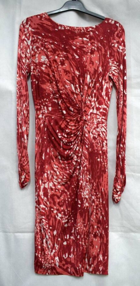 Ghost Print Midi Jersey Dress Red & White Size: 8