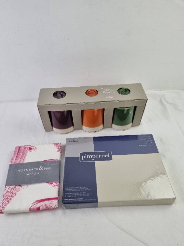 Next Pimpernel Thornback&peel 3pcs Kitchen/dining Bundle Place Mats Apron Cultivate Storage Jars