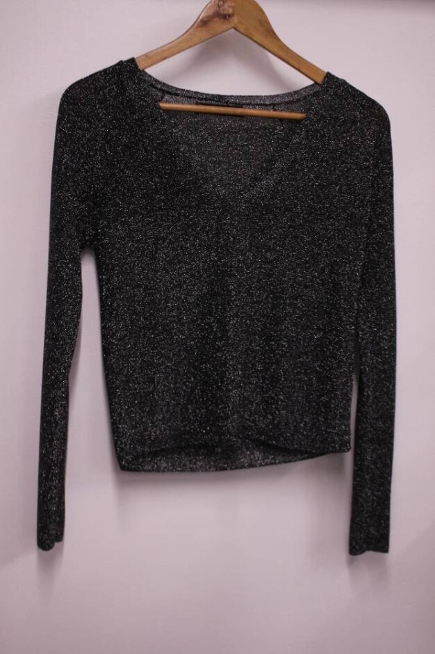 Mng Sparkly Jumper Black & Silver Size: S