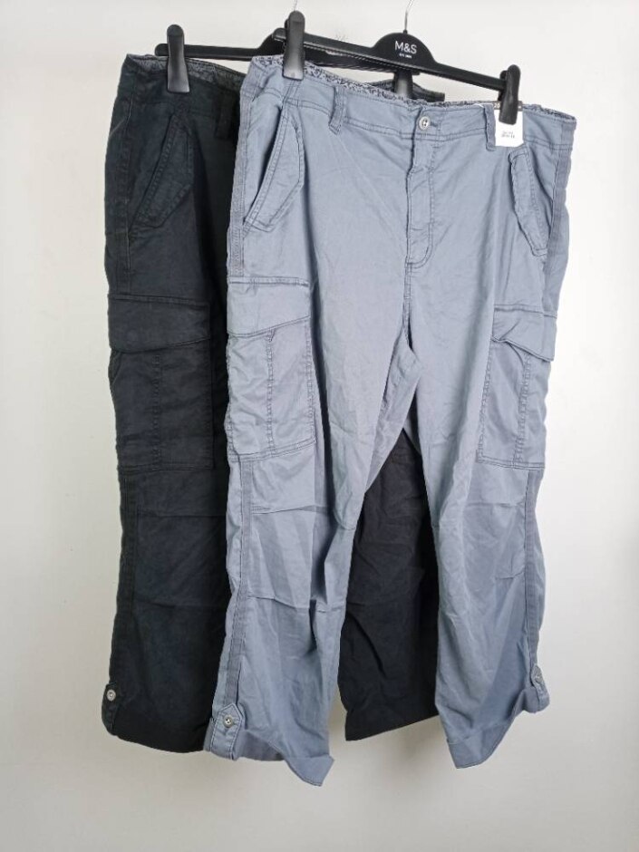 M&s Bundle X 2 Cropped Cargo Pants Graphite & Blac Size: 20