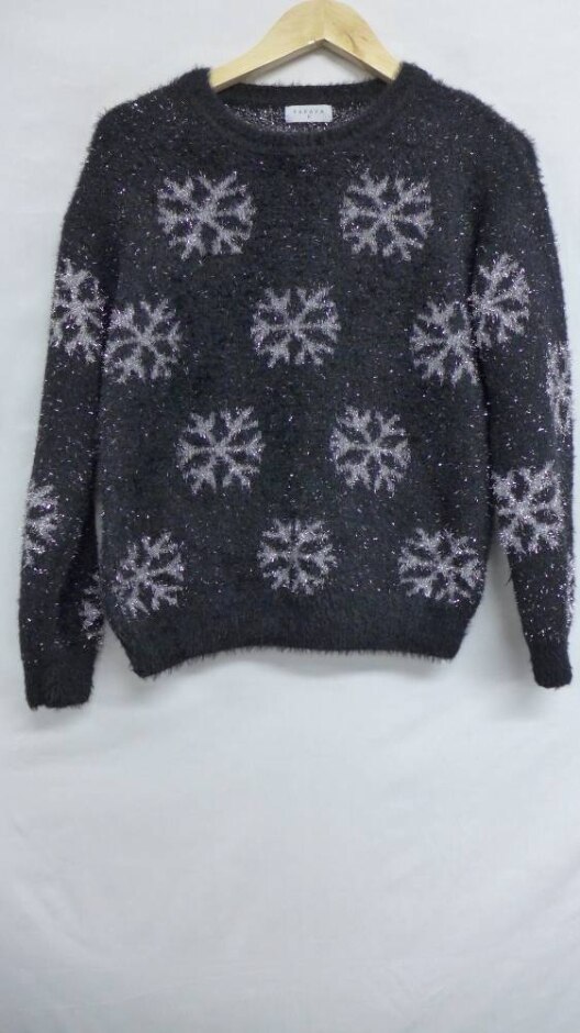 Papaya Fluffy Snow Christmas Jumper Midnight Black Size: M