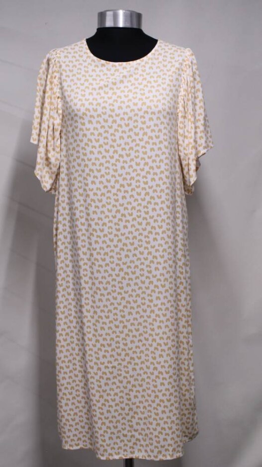 St Tropez A Line, Midi, Floaty Dress Ochre & Cream Size: Xs
