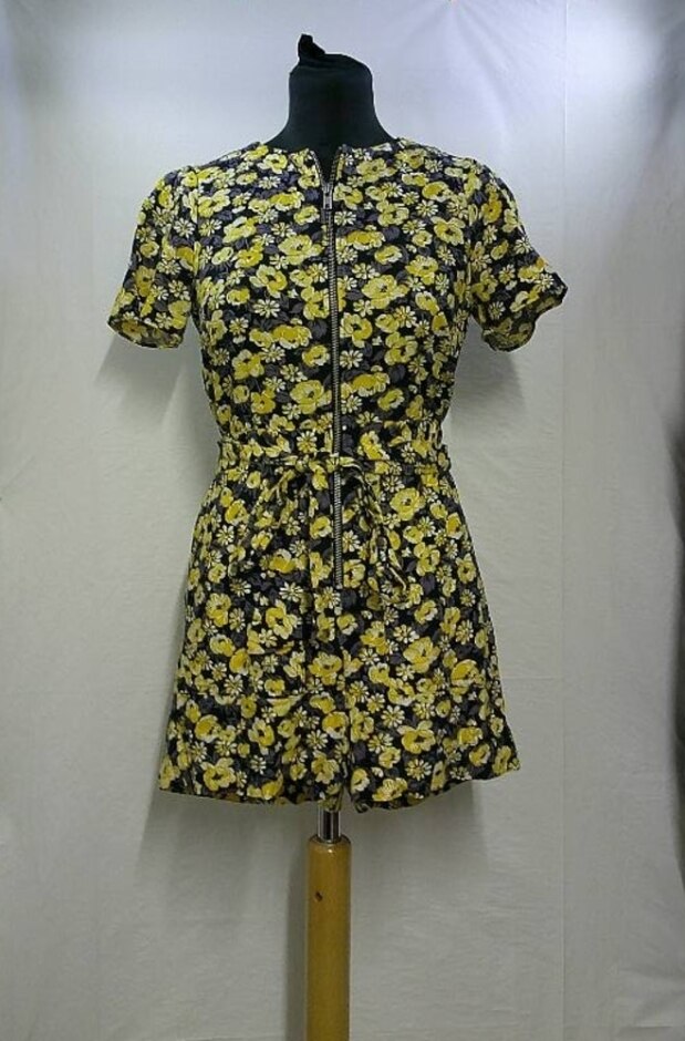 Oliver Bonas Floral Black & Yellow Playsuit Black & Yellow Size: 6