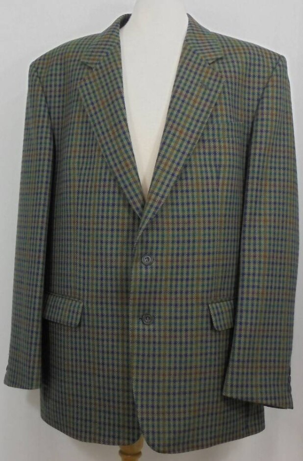 Daks Gingham Tweed Jacket Size 44l Brown Mix Size: Xl