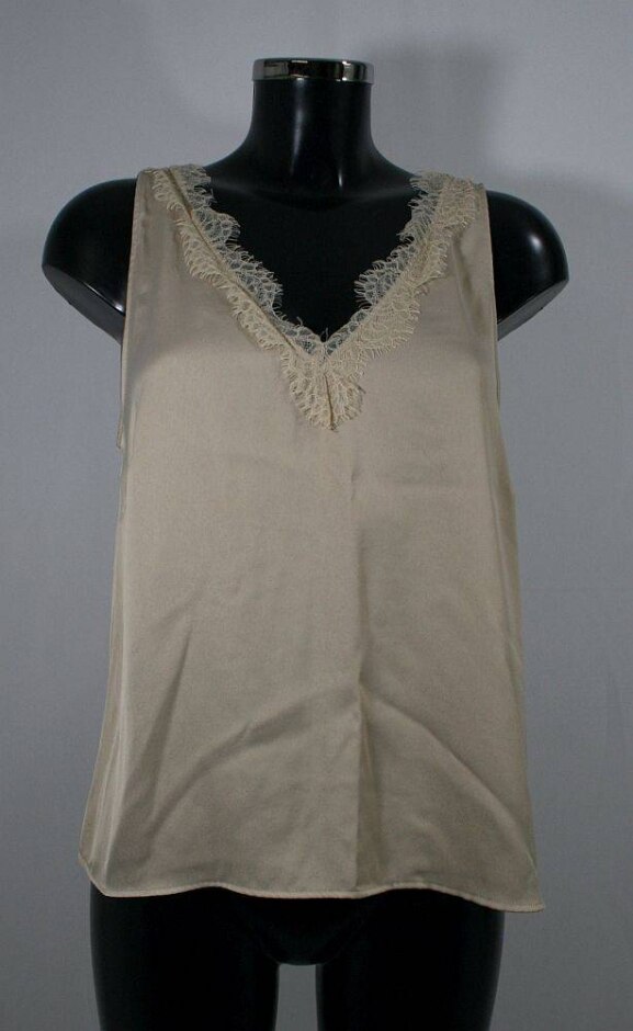 M&s Lace Trimmed Vest Top Beige Size: 12