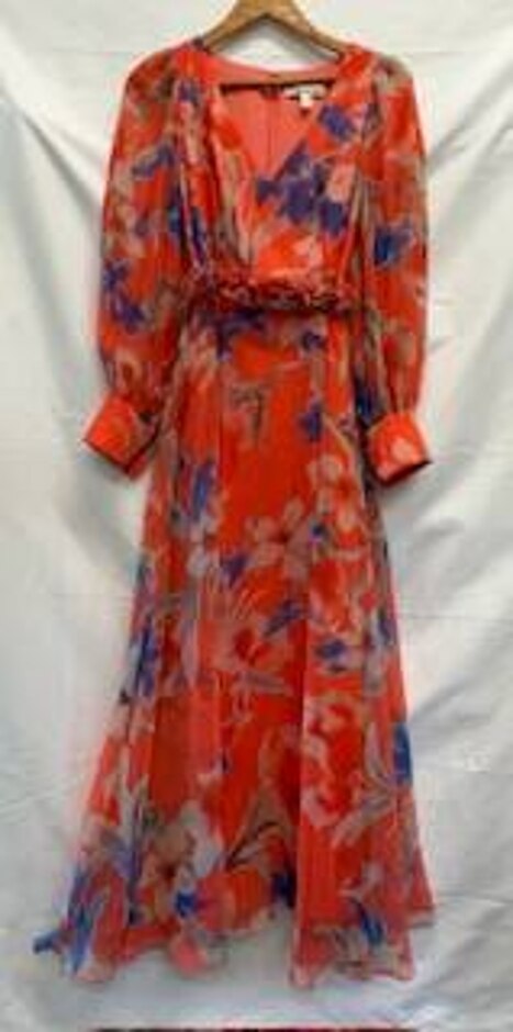 Invitations By Venti Floral Dress Bright Coral Size: 14