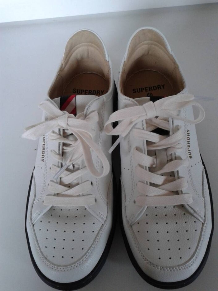Superdry "vegan" Trainers, White With Red Details, Size 5. New