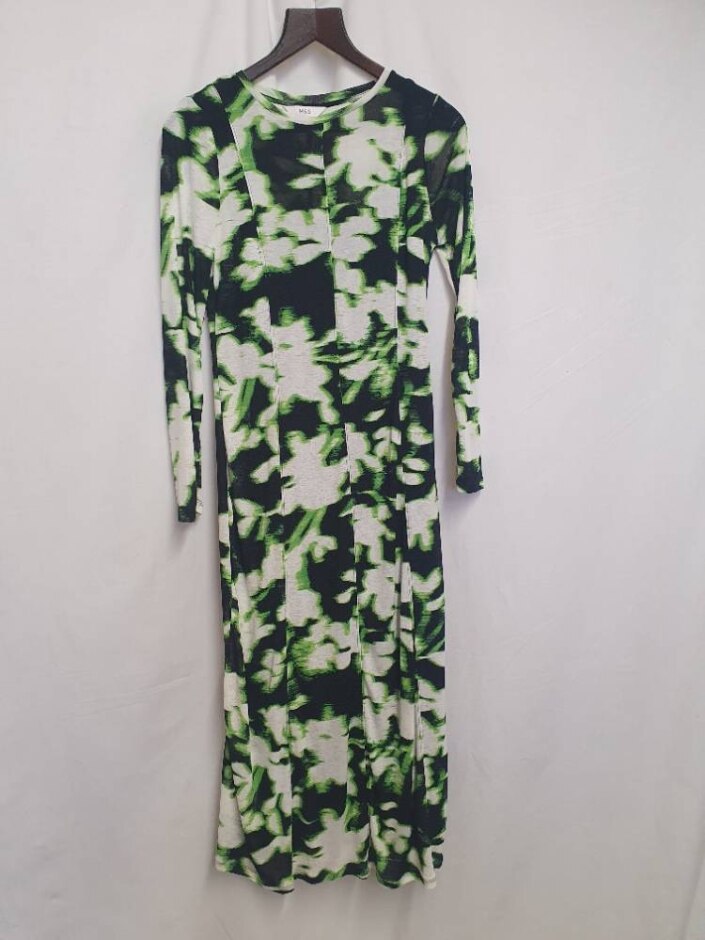 M&s Bnwot Mesh Midi Column Dress Black Mix Size: 12