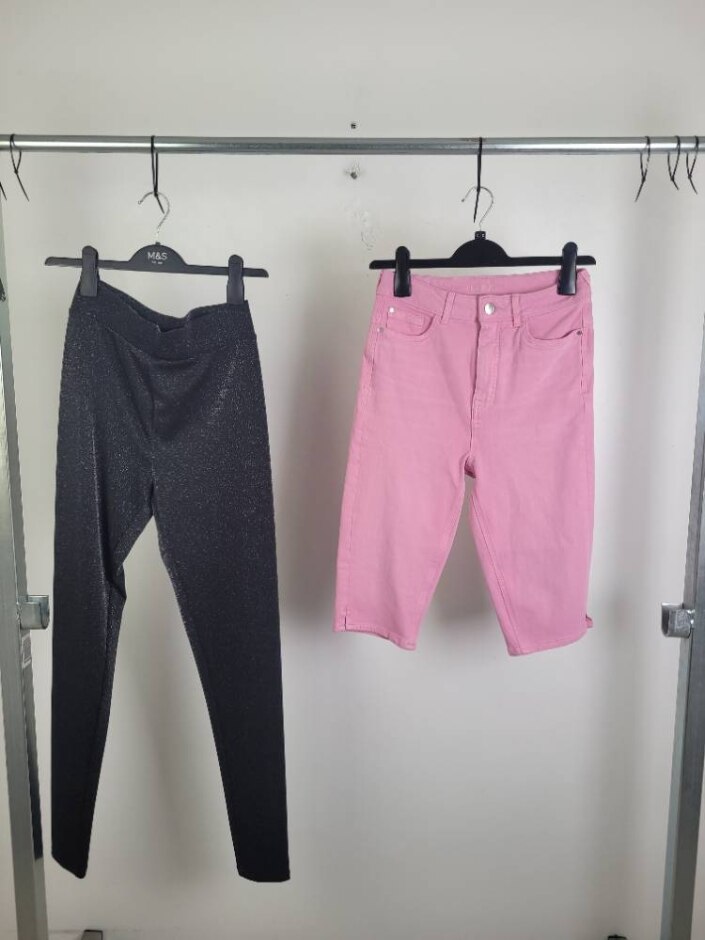 M&s Marks & Spencer 2pcs Bundle Trousers Pink Black Size: 8