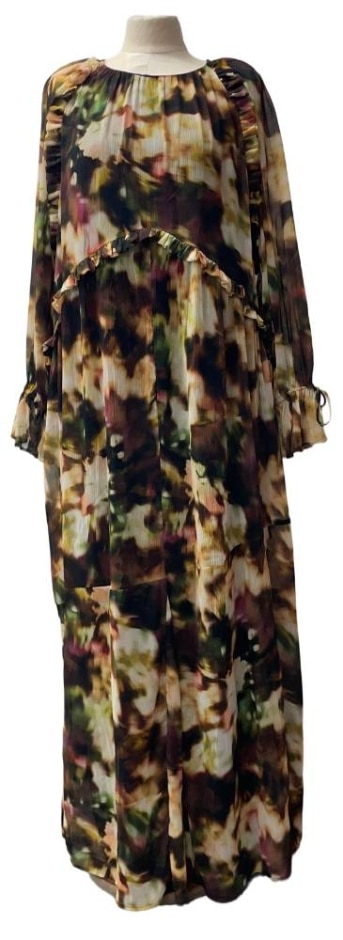John Lewis Frill Abstract Print Dress Multicoloured Size: 20