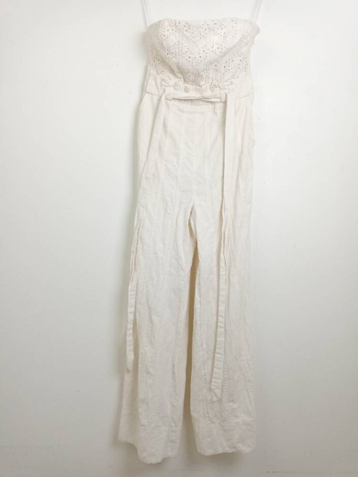 Free People Pure Cotton Bandeau Jumpsuit White Size: Xs