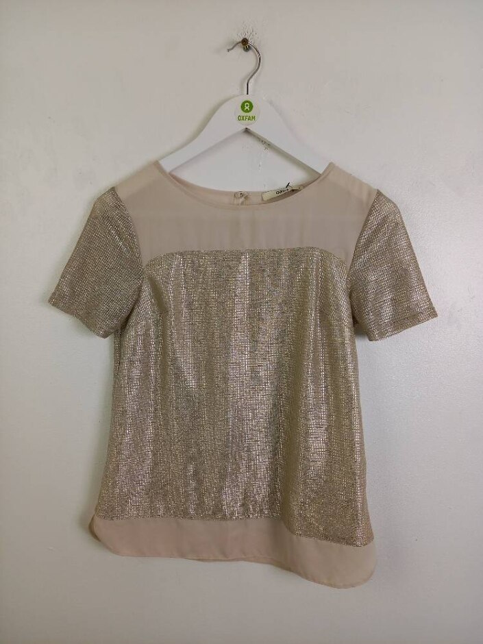 Oasis Women's Classic Short Sleeve Party Wear Blouse Silver Size: S