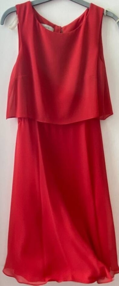 Hobbs Floaty Chiffon Dress Coral Size: 6