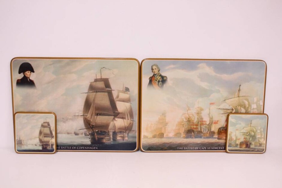 Danbury Mint Boxed Set Of 6 Placemats & 6 Coasters - Nelson Ship Battles