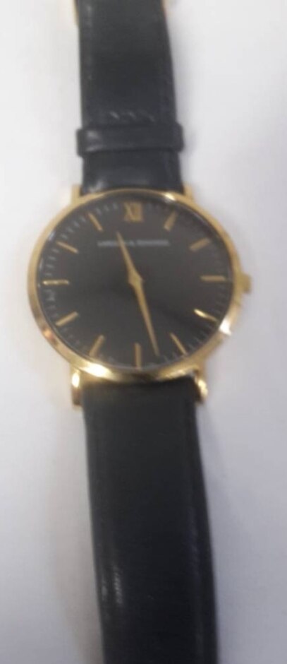 Gents Larrson And Jennings Gold Finished  Wrist Watch Onblack Leather Strap