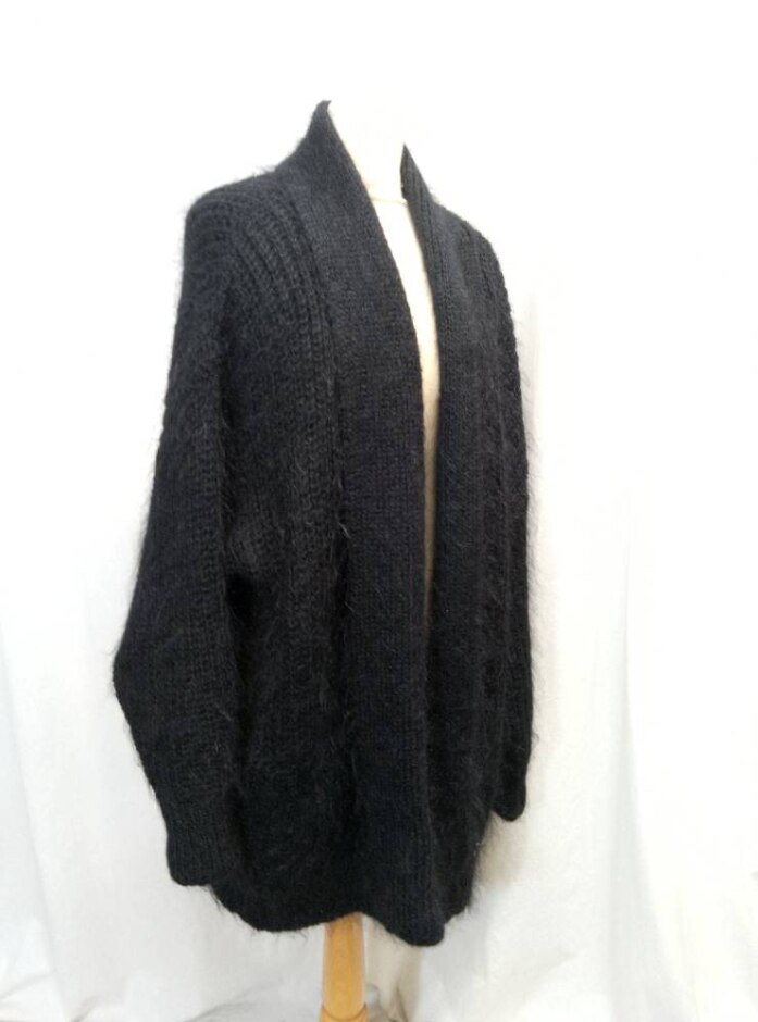 St Michael  Long Line Mohair Mix Cardigan Black Size: L