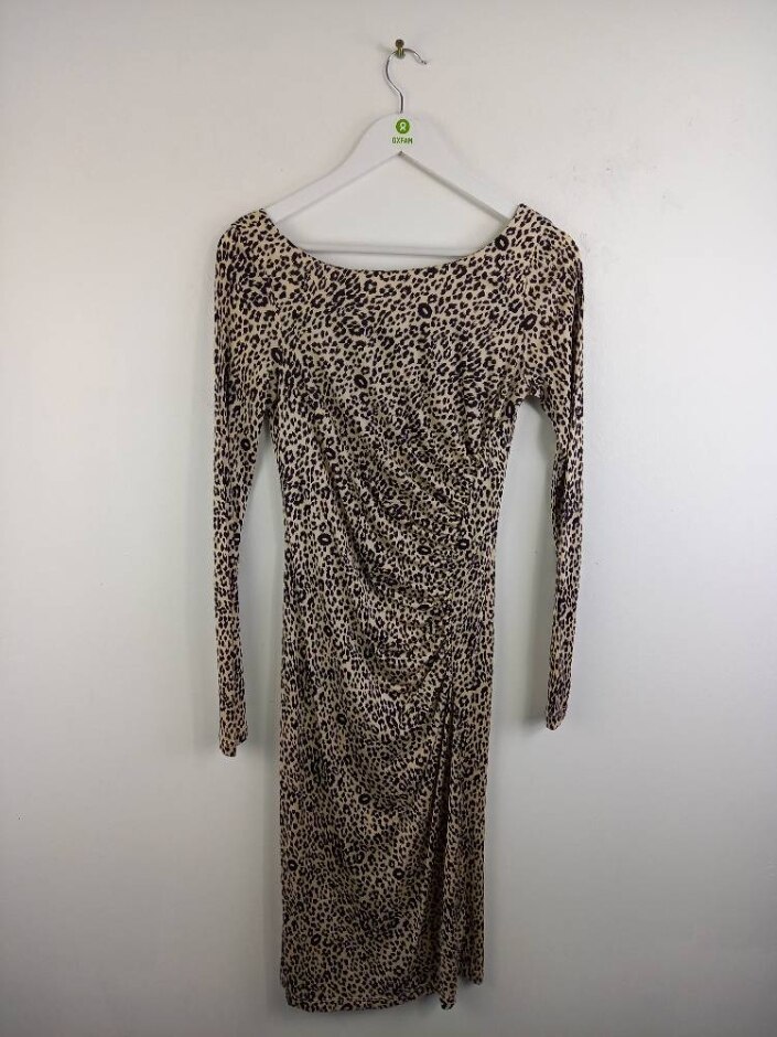 L.k.bennett Long Sleeved Mid Length Dress Leopard Print  Size: 8