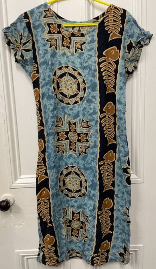 Unbranded Retro Fishbone T Shirt Dress Aqua Mix Size: Xs