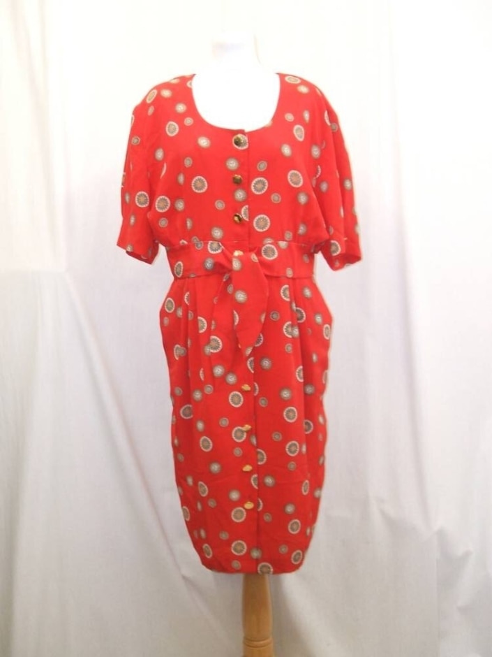 Vintage 80s Sensations Occasion Dress Red Size: 18