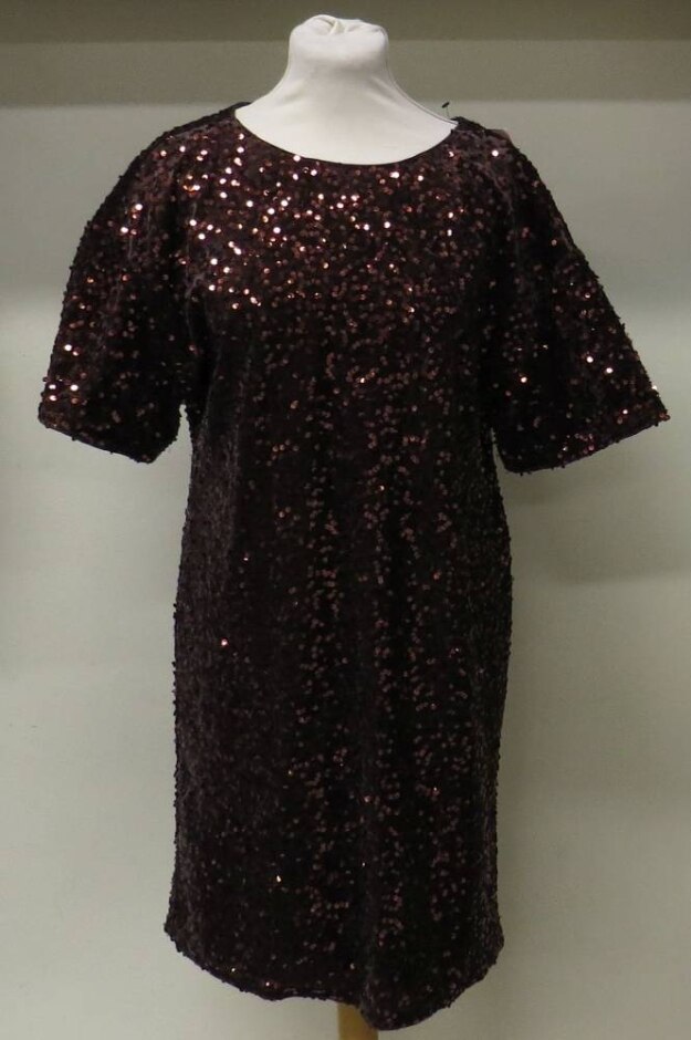 Tu Short-sleeved Dress (bnwt) Brown W/sequins Size: 8