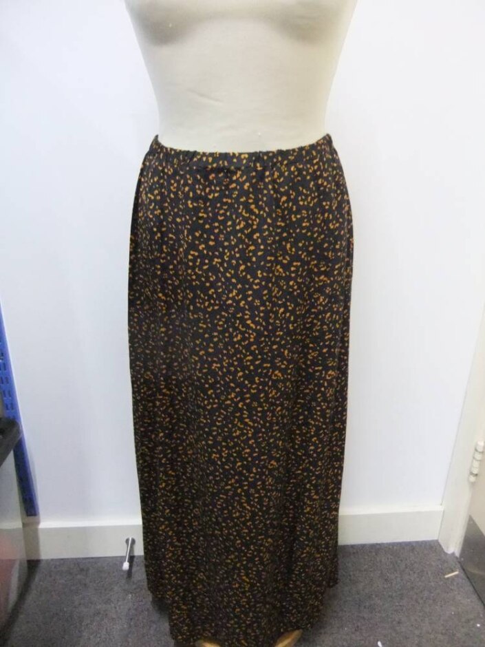 Asos Long Skirt With Slit Black & Orange Size: 10