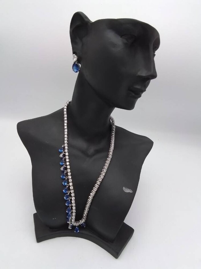925 Silver Swarovski Necklace And Earrings 7.5'' (19cm)