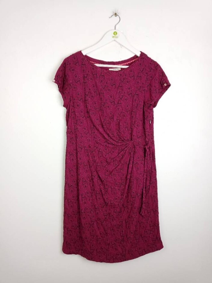 White Stuff 100%viscose Women' S Drape Front Belted Dress Dark Pink Size: 14