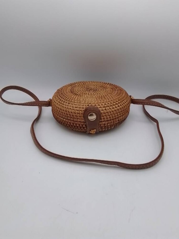 Asos Design Straw Round Rattan Crossbody Bag Beige
