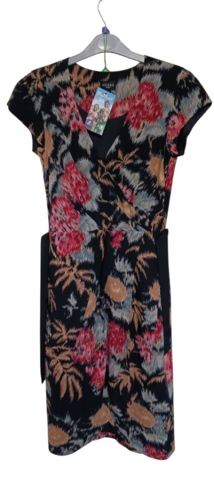 Hobbs Knee Length Dress Black & Various Size: 8