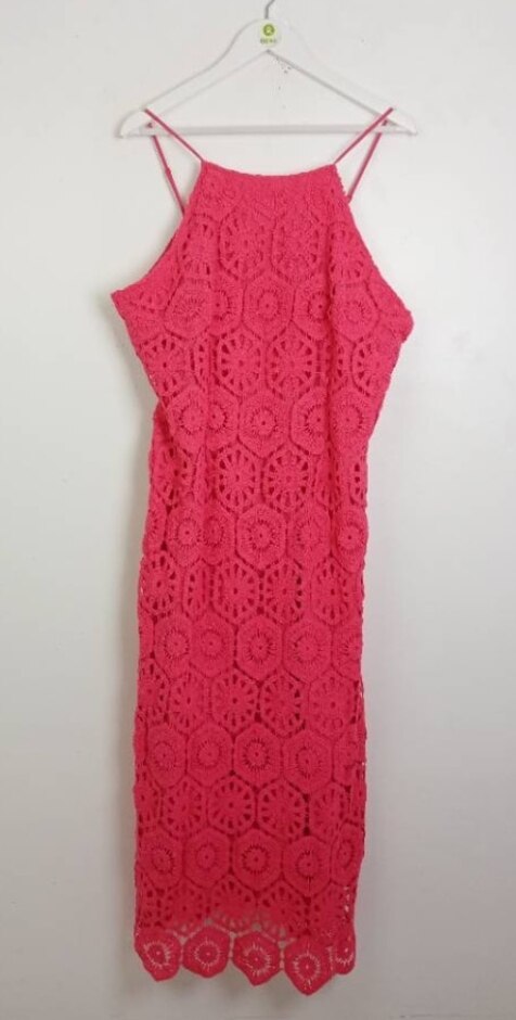 M&s Crochet Dress Rrp £75 Pink Size: 20