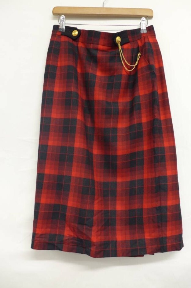 Separa Fink Vintage Tartan Midi Skirt Red&black Size: 14