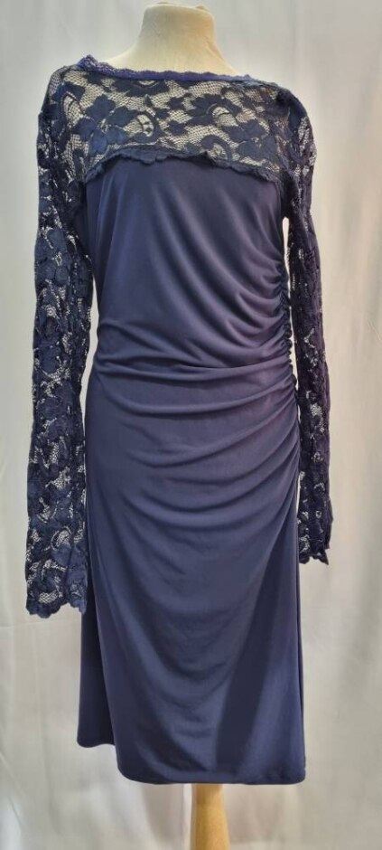 Phase Eight Dress Straight Ruched Dress Blue Size: S