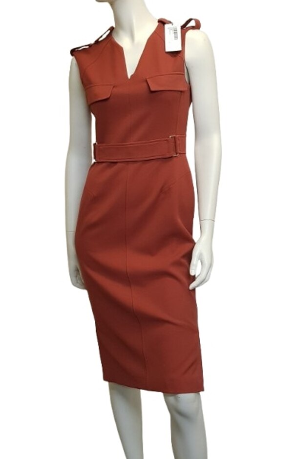 Karen Millen  Square D Ring Dress Rust Size: 10