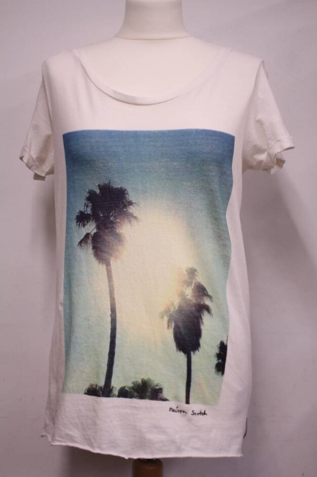 Tropical Drift White Printed T-shirt White Size: 10