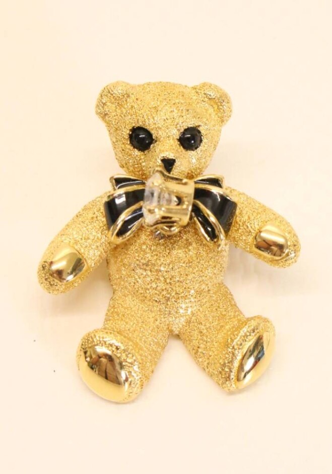Vintage Butler & Wilson Gold Tone Teddy Bear Pin Brooch