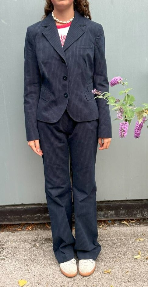 Paul Smith 'black' Pin Stripe Cotton Suit Dark Blue Size: 8