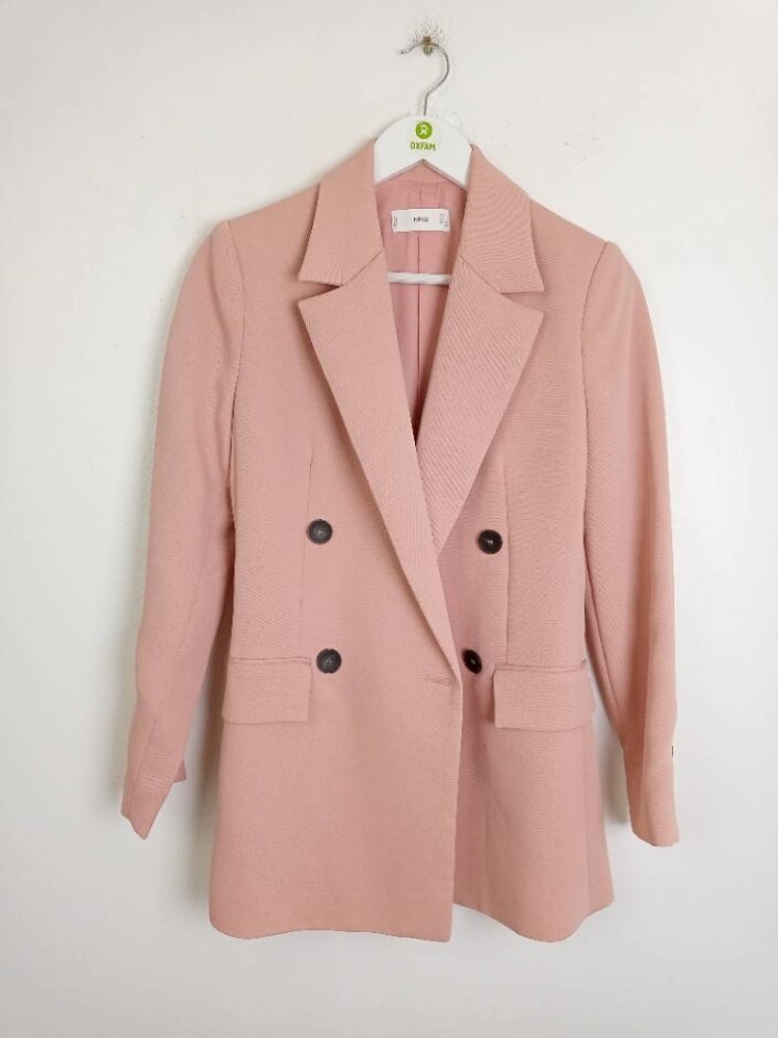 Mango Double Breasted Blazer Pink Size: 6