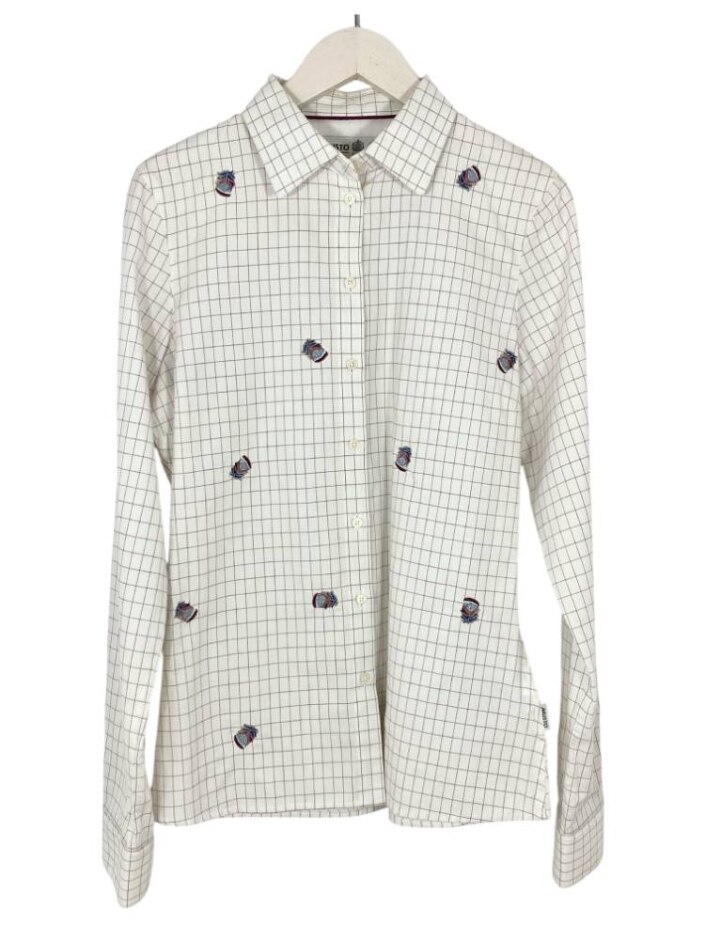 Musto Finely Checked Cotton Shirt Ivory Size: 10