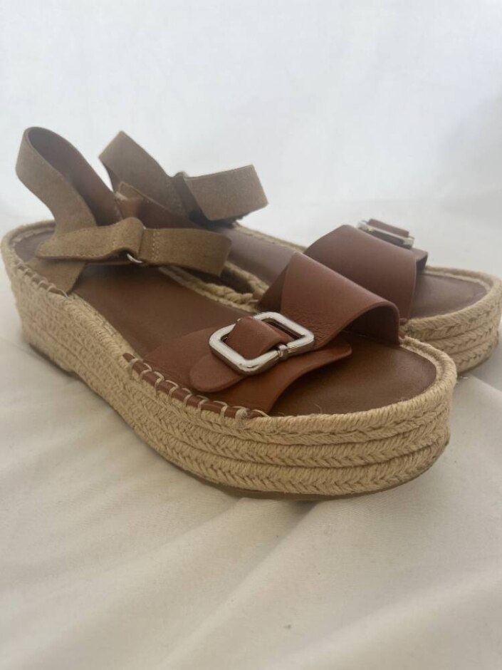 M&s Collection Leather Buckle Flatform Espadrilles Uk 5 - New