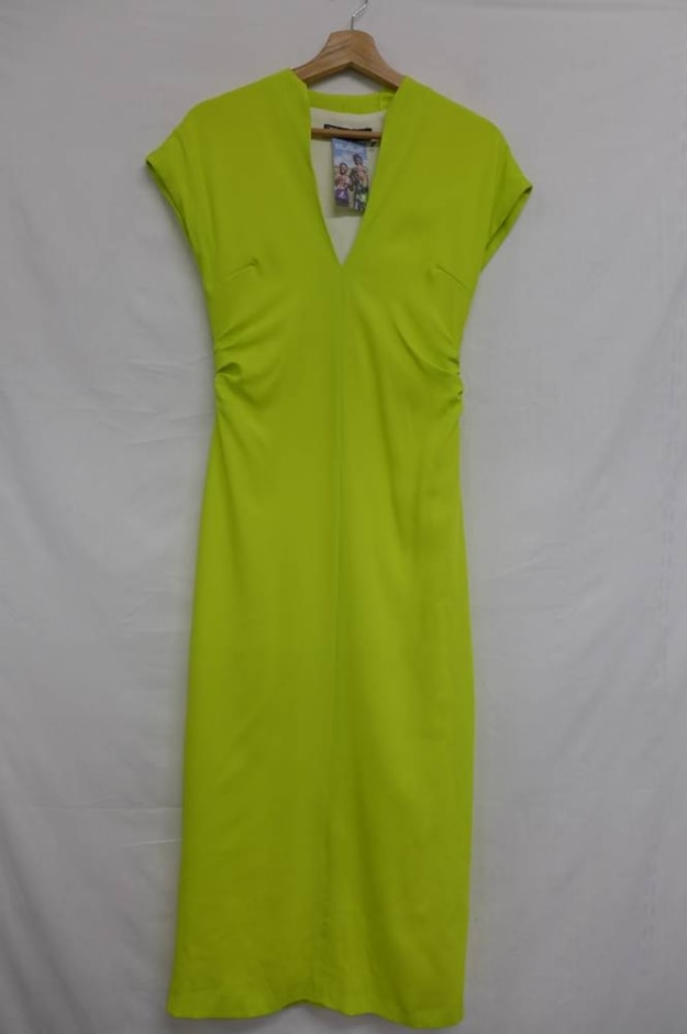 Zara Sleeveless V Neck Dress Electric Yellow Size: Xs