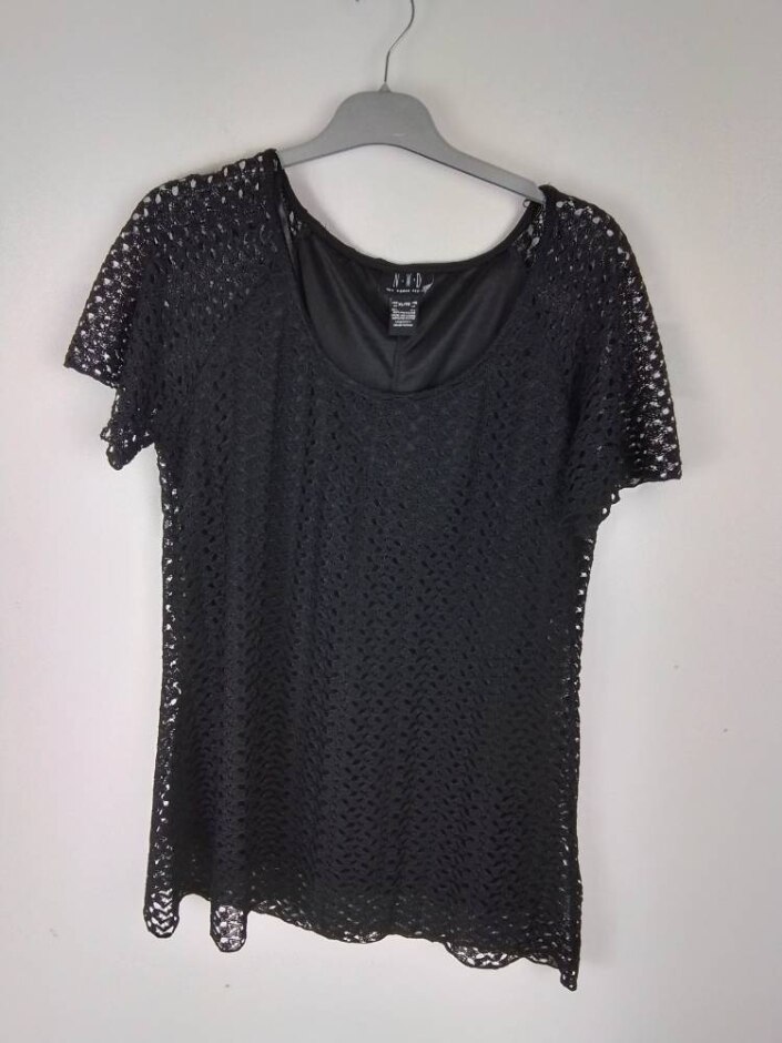 New Women Design Lace Knit Top Black Size: Xl