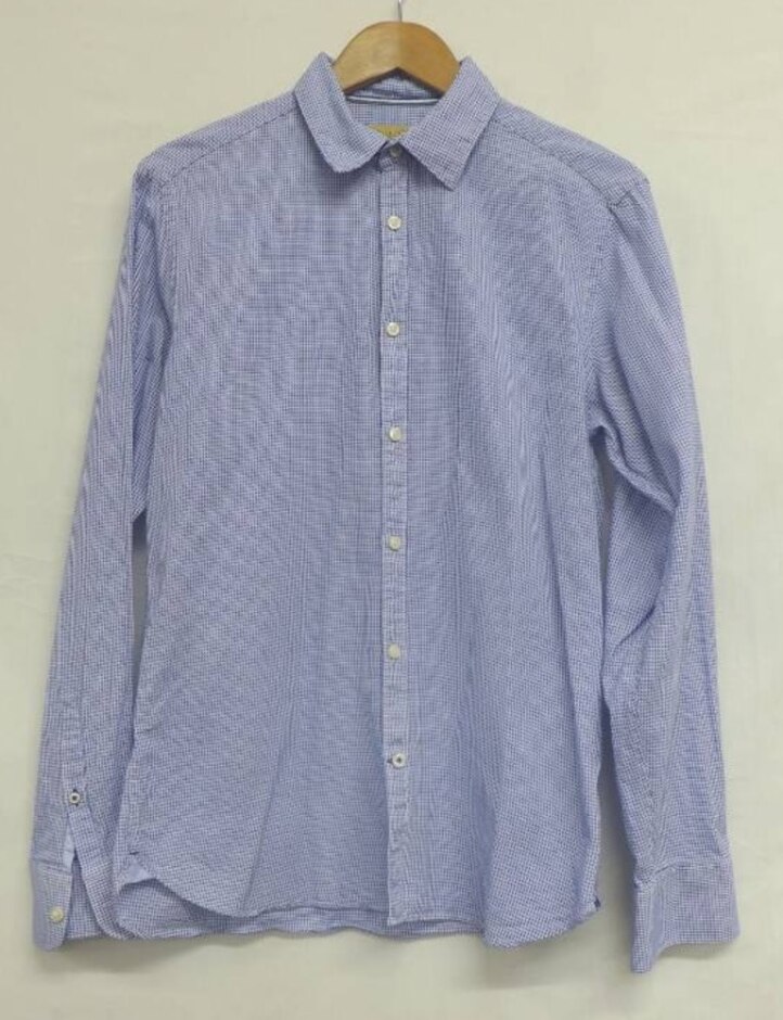 M&s Collezione Cotton Gemoetric Print Shirt Blue & White Size: S