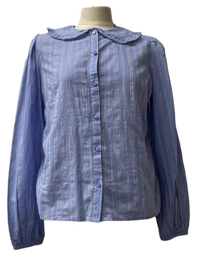 Next Peter Pan Collar Cotton Shirt Blue Size: S
