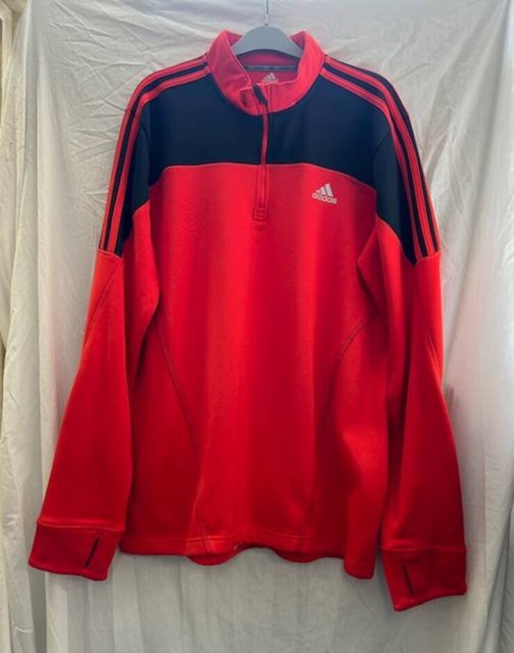 Adidas 1/4 Zip Fleece Sweater Red Size: L