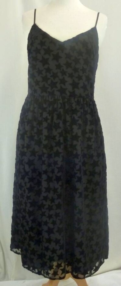 Hush Flared Dress With Velvet Stars Black Size: 10