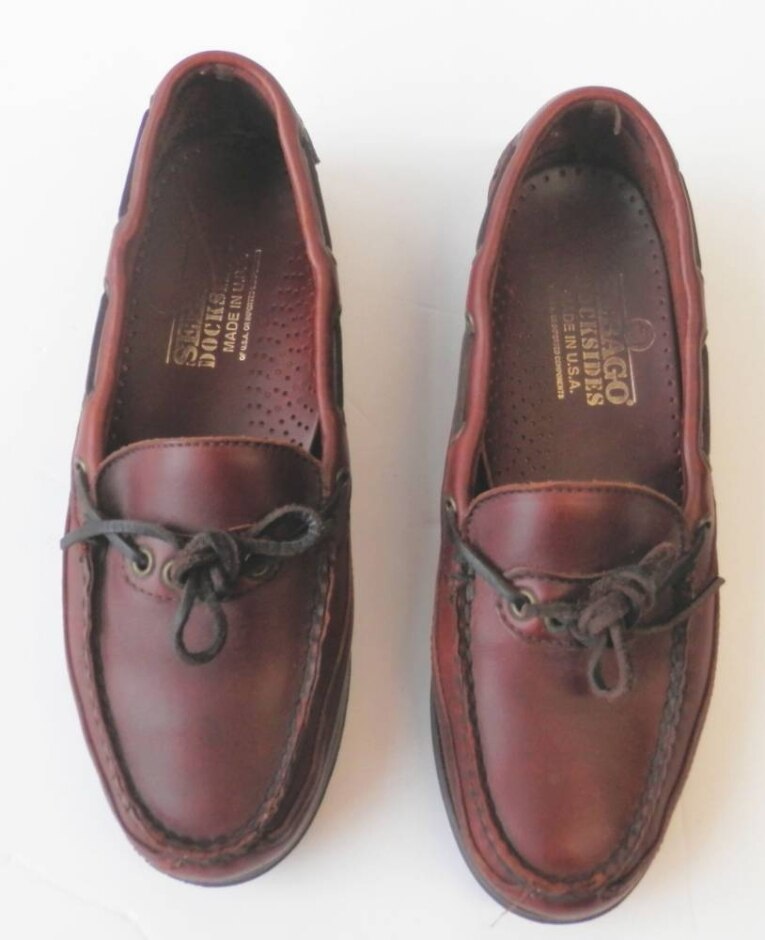 Vgc Sebago Docksides Brown Leather Boat Shoes Size 5