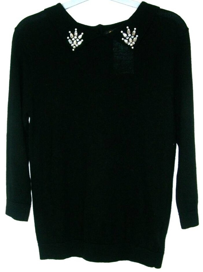 Clements Ribeiro Ladies Jumper Jewel Embellish Black Size: M