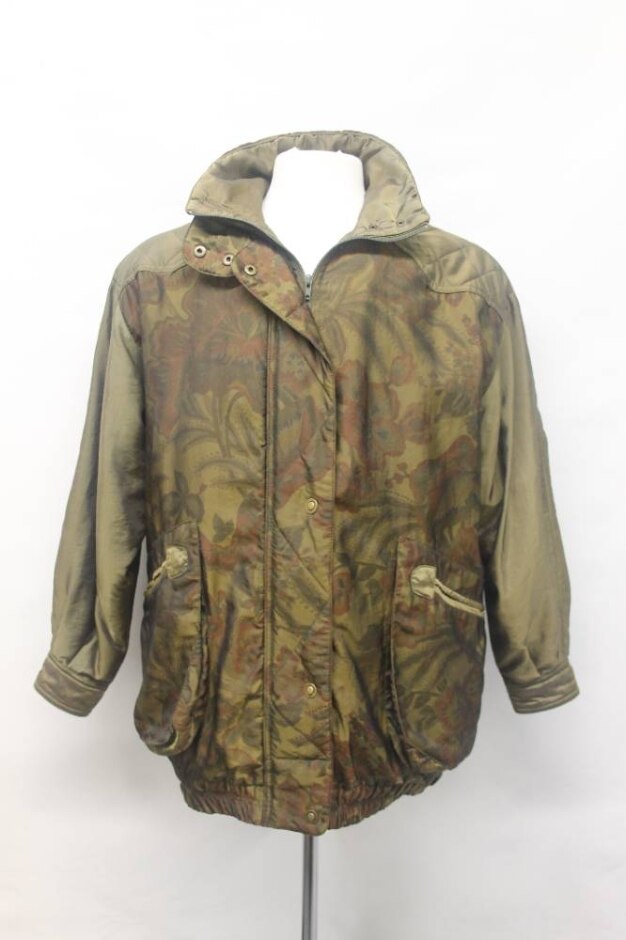 Nuage Rainwear  Vintage Shiny Quilted Jacket  Khaki/copper  Size: 12